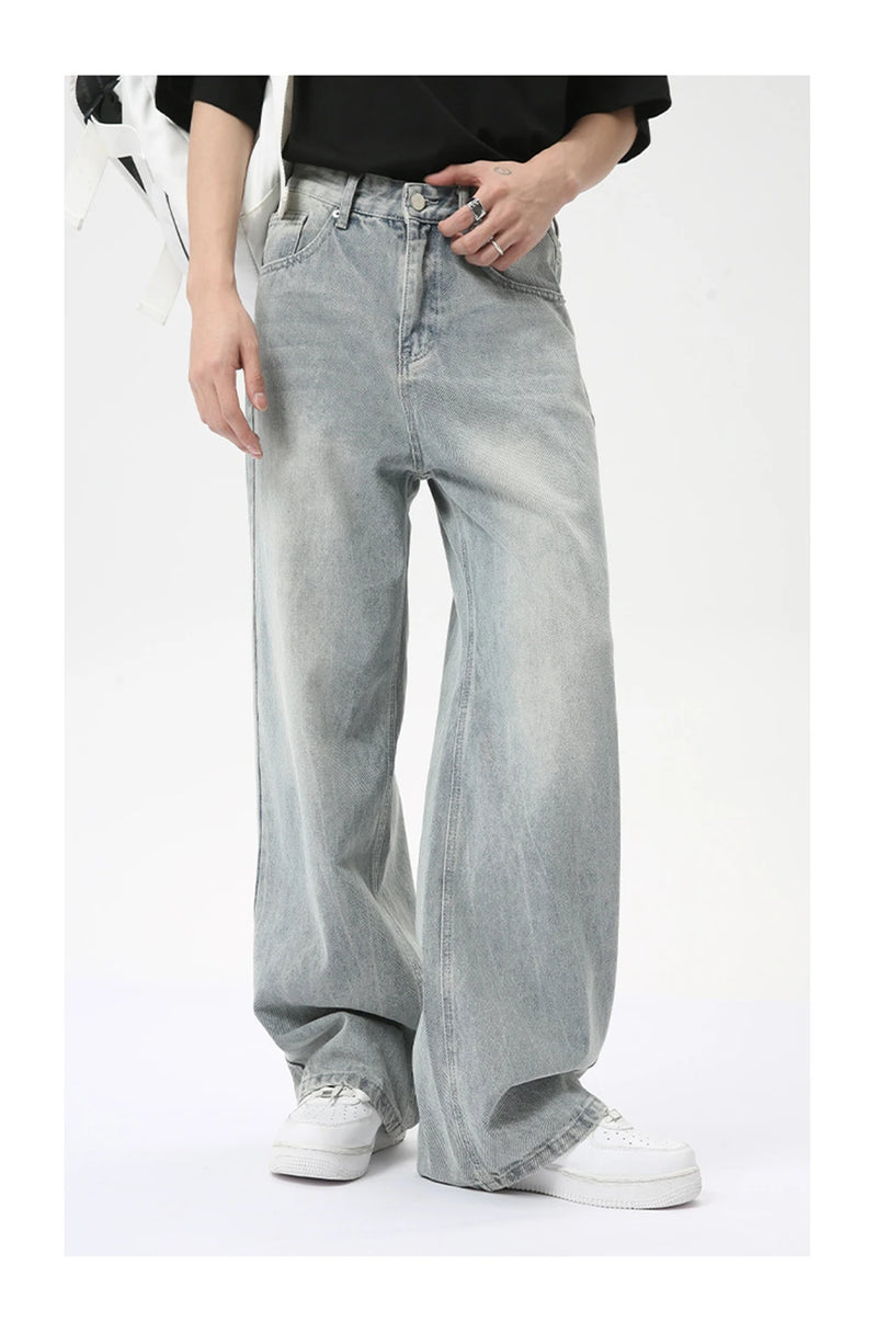 vintage baggy jeans mens streetwear hip hop loose blue denim pants hi street luxury designer jeans trousers man unique jeans style 4489
