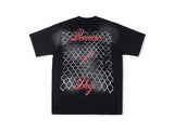 24SS HS Brand Fashion Beware Of Dog Tee High-Street Retro Washed Print Cotton Short Sleeve Tops T-Shirt