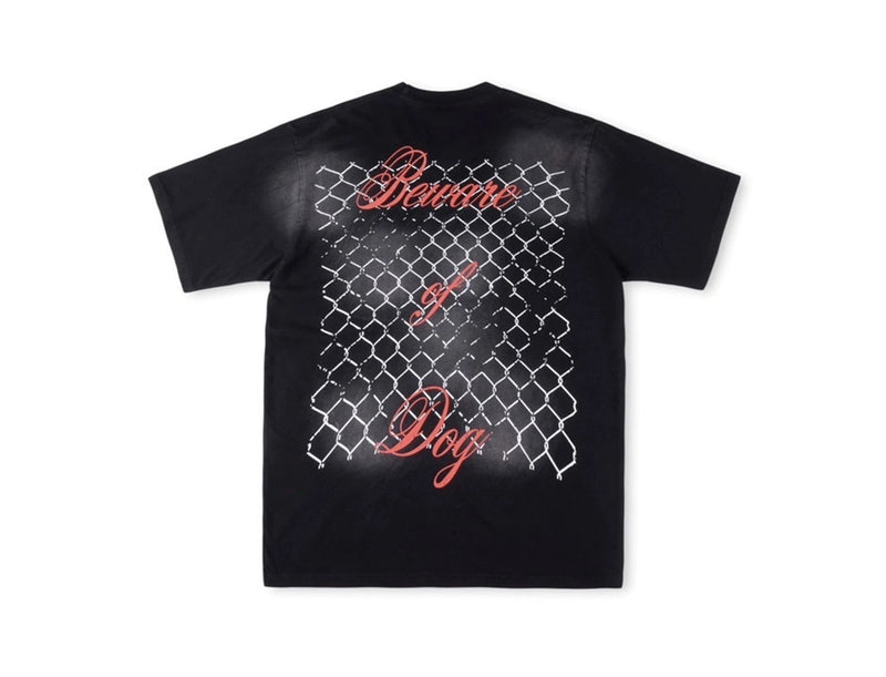 24SS HS Brand Fashion Beware Of Dog Tee High-Street Retro Washed Print Cotton Short Sleeve Tops T-Shirt