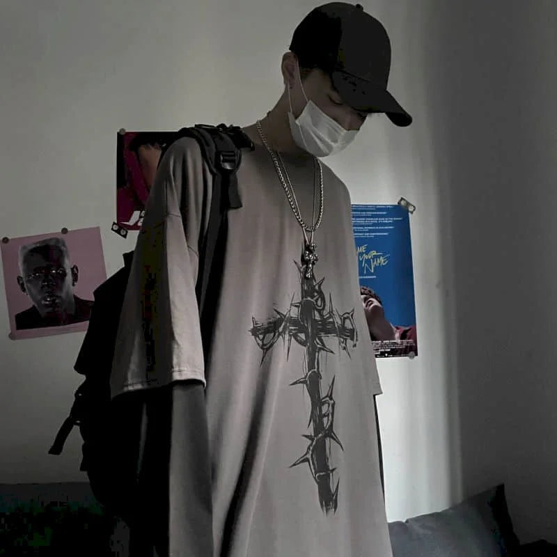 Gothic Melting smiley – Men T Shirts Autumn Men Clothes Anime Casual Long Sleeved Ov