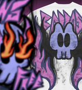 Grunge Y2K T-Shirt – Bleached Effect with Cursed Skull Art