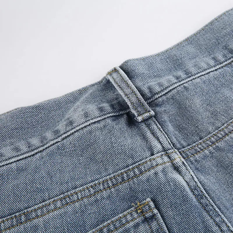 streetwear straight pants ladies ripped jeans mid waist loose wide leg pants ladies jeans y2k summer high street cargo pants unique cargo style 2744