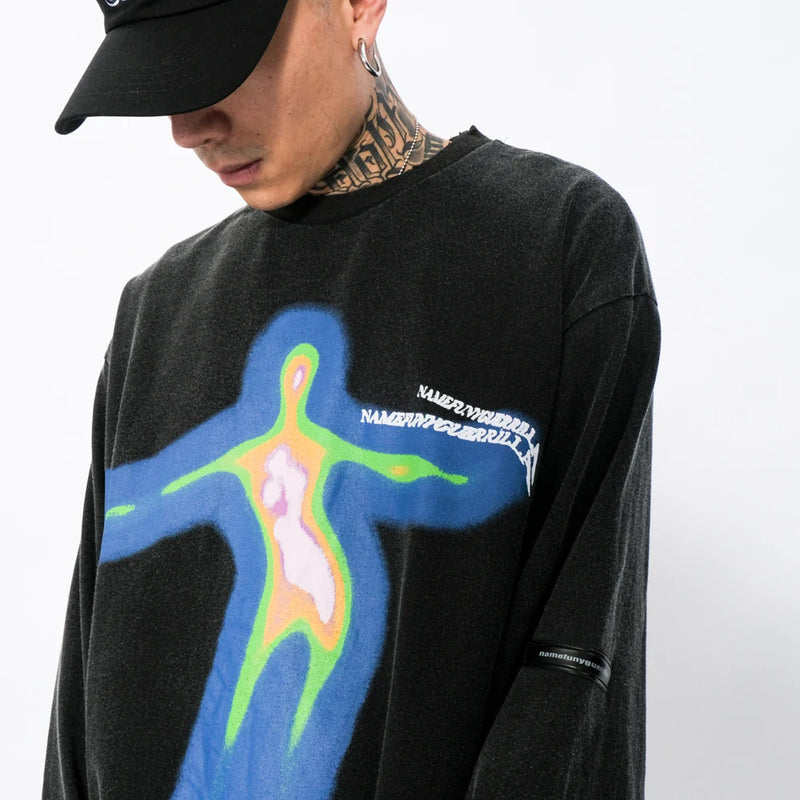 Vaporwave Aesthetic print tee – Distorted Portrait Printing Short Sleeved T Shirt Hip Hop Su