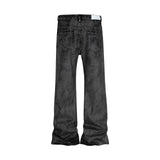 high street hand brushed glue sparkling baggy flare jeans for men y2k pantalones hombre leather pants oversized denim trousers unique jeans style 5962