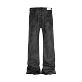 high street hand brushed glue sparkling baggy flare jeans for men y2k pantalones hombre leather pants oversized denim trousers unique jeans style 5948