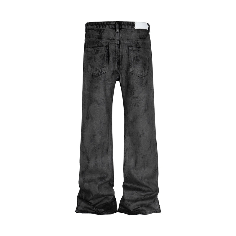 high street hand brushed glue sparkling baggy flare jeans for men y2k pantalones hombre leather pants oversized denim trousers unique jeans style 5948