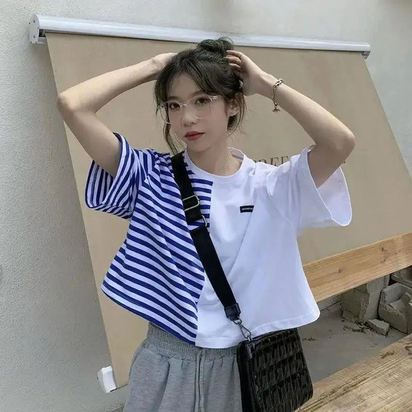 Trapwear Anime panel – Short Sleeved T Shirt Women 2024 New Summer Design White Spl