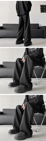 blue gray black elastic waist suit pants men fashion society pants korean loose straight casual pants mens office trousers unique default style 1137