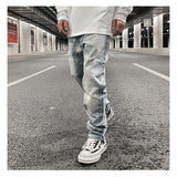 original tie dyed ripped flared denim jean for men streetwear washed hole casual stacked jeans pants mens slim fit jeans 2023 unique jeans style 3745