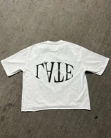 bold harajuku anime tee with static blocks and neon frame