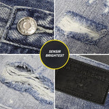 Light Blue Ripped Summer Denim Shorts Street Heavy Washed Destroyed Shorts Men