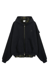 gothic melting smiley featuring undermycar 2024 new high quality shirt plaid cover with layered zipper open up hoodie black