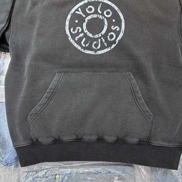 Vaporwave hoodie with futuristic Y2K anime artwork