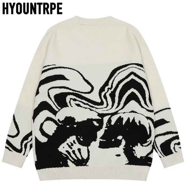 grunge oversized flame jumper built for warmth and edge, essential for winter street style, men’s streetwear clothing piece f