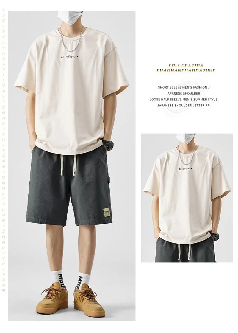 summer american casual retro shorts for men 2025 new loose straight short sweatpant streetwear fashion five point baggy bermudas unique joggers style 345