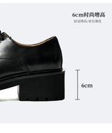 Men High Quality Genuine Leather Streetwear Fashion Casual Hip Hop Derby Shoes Cow Leather Rubber Foam Sole High Heels Shoes