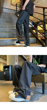 autumn vintage high street straight washed denim jeans for men and women trendy hip hop personality inverted loose casual pants unique jeans style 636