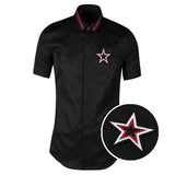 New 2021 Luxury Men Classic Embroidered stars stripes Ribbon Fashion Cotton Casual Shirts Shirt High Quality Short Sleeves A118