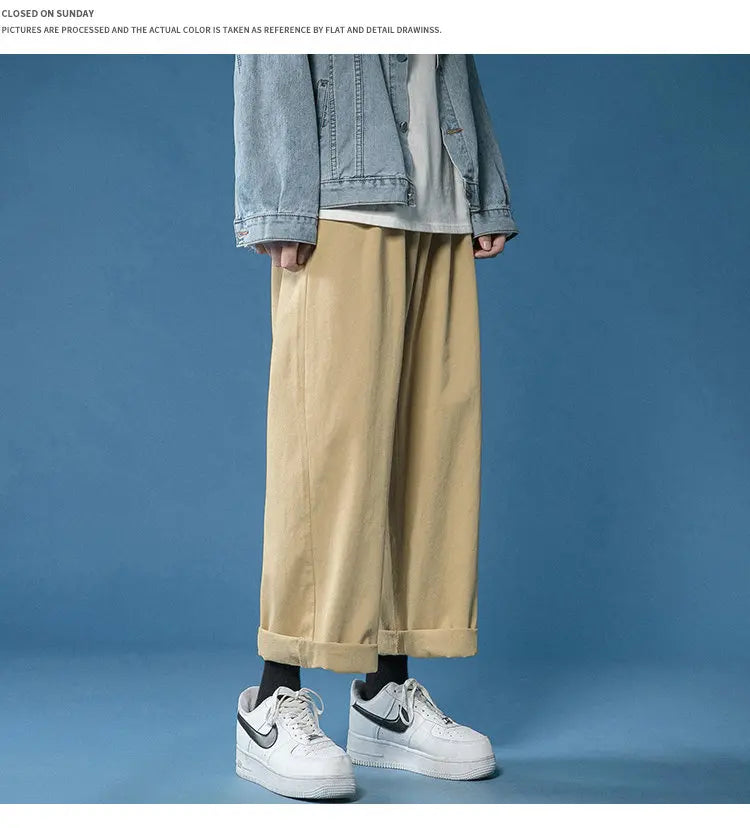 cotton casual pants men fashion oversized wide leg pants men streetwear hip hop loose straight pants mens vintage trousers m 3xl unique default style 3788