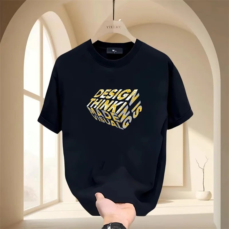 Vaporwave Graphic tee – 2024 Summer New Mens Letter Print Tshirts Cotton Short Sleeve