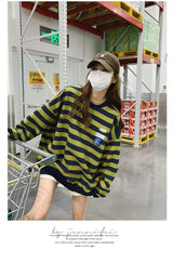Original Korean New Style Loose Striped Sweatshirt American Harajuku C