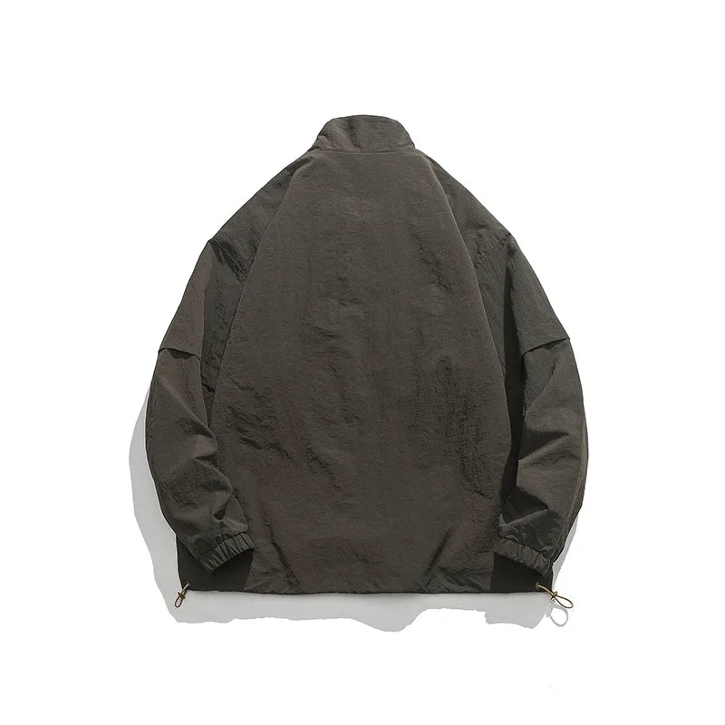 fashion urban unisex everyday casual wear - standing-collar-pullover-jacket-for-men-harajuku-hip-hop-streetwear-loose-coat-embroidered-solid-color-embroidered-letter-tops 4c2f16 hop style style graphic quality oversized image high print hip premium material design essential streetwear fit streetwear design ID 6544a
