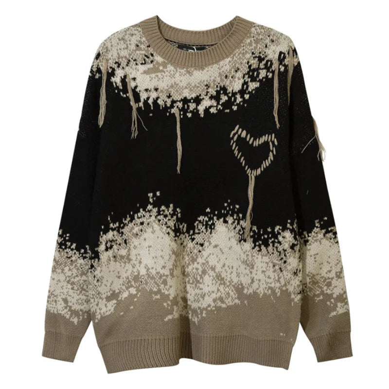loose fit o-neck sweater, daily wear knit, cozy fashion fit, stylish street outfit, modern aesthetic appeal