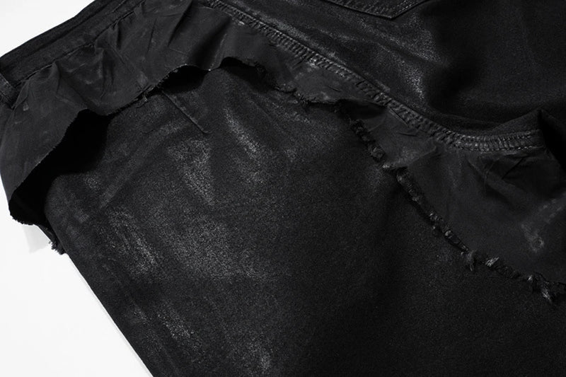 hi street flared jeans men broken patchwork denim pants streetwear harajuku luxury designer black jeans trousers male unique jeans style 362
