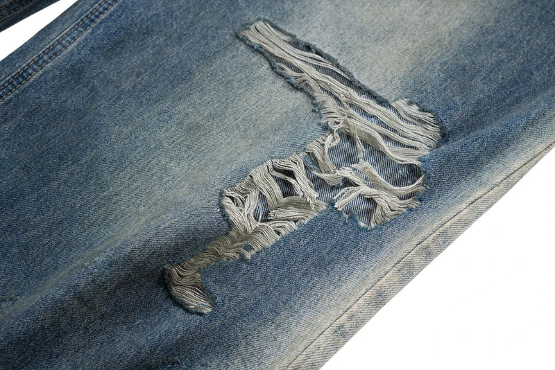 frayed damaged hole baggy wide leg jeans for men and women streetwear casual ropa hombre denim trousers oversized cargo pants unique cargo style 313