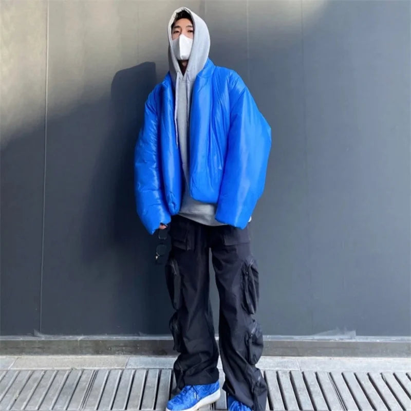 oversized fit featuring kanye 2023 new high quality fashion high street plastic 3d cotton coat black blue design – premium quality jacket for men