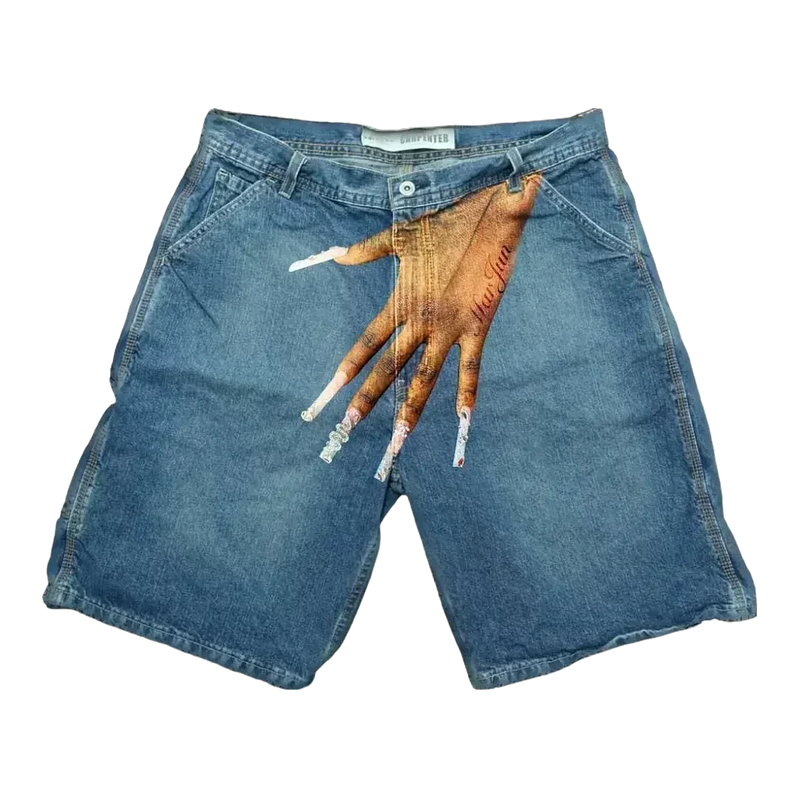 harajuku y2k short baggy jeans palm print graphic pants men fashionstyle denim streetwear gothic sweatpants shorts men clothing unique joggers style 5555