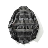 Dark Icon Geometric Stripe Shirts Men Women Long Sleeve Harajuku Woolen Shirts Men Clothing