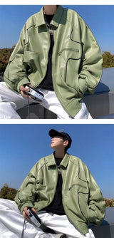 American Retro Pu Leather Jacket Spring And Autumn Hiphop High Street