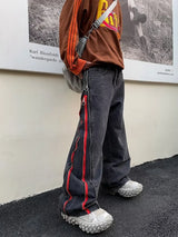 2023 cool design side zipper oversize hip hop men wide jeans pants y2k clothes straight loose punk denim trousers pantalon homme unique jeans style 1783