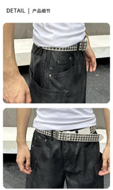 men brand fashion splice pocket loose casual wide leg leather baggy pant cityboy streetwear cargo motorcycle pants trousers unique cargo style 2564
