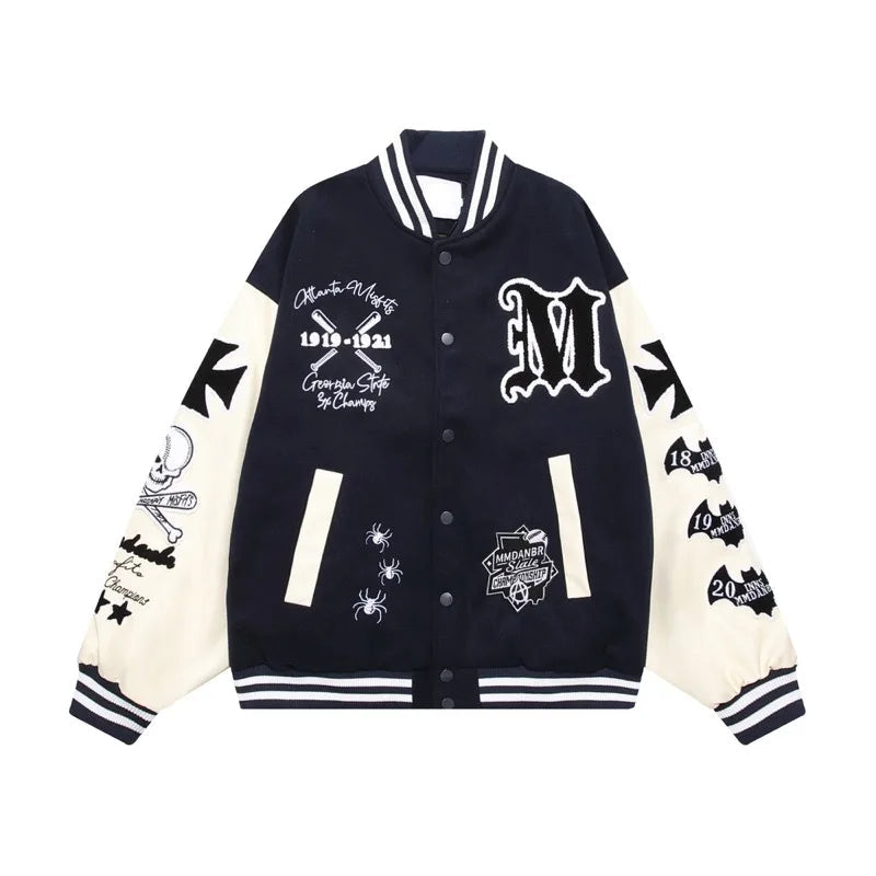 Mens Bomber Baseball Jacket Coats Casual Patchwork Pu Leather Single Buttons Fashion Embroidery Streetwear Hip Hop Loose Jack - variant style 82a78c for streetwear fashion