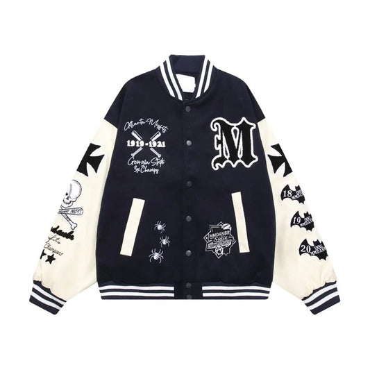 Mens Bomber Baseball Jacket Coats Casual Patchwork Pu Leather Single Buttons Fashion Embroidery Streetwear Hip Hop Loose Jack - variant style 82a78c for streetwear fashion
