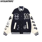 Mens Bomber Baseball Jacket Coats Casual Patchwork Pu Leather Single Buttons Fashion Embroidery Streetwear Hip Hop Loose Jack - variant style 82a78c for streetwear fashion