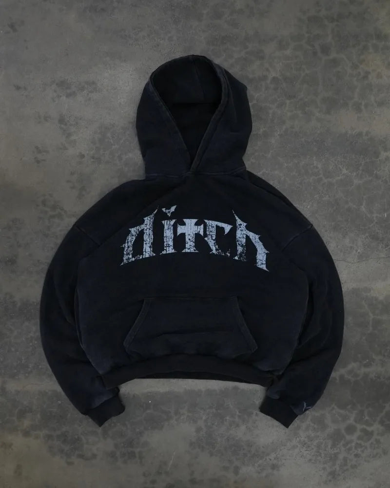 European And American New Dark Style Printed Oversized Hoodie Men Y2K