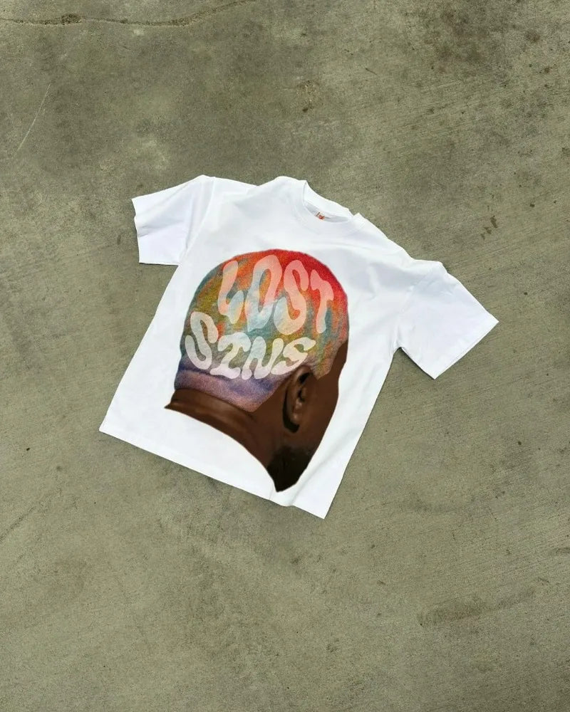 European and American New Summer Short-sleeved Y2k  Anime Portrait Print Oversized T-shirt Tops Harajuku Fashion Couple Clothing