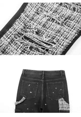 ripped holes patchwork denim jeans mens high street zipper straight jeans hip hop streetwear casual loose joggers jeans pants unique joggers style 2577