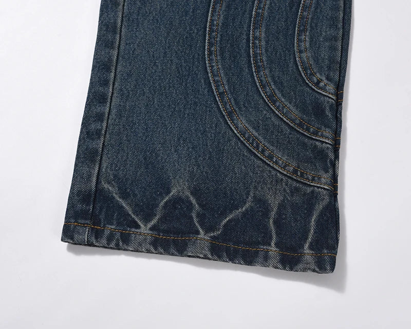 mens retro washed denim jeans loose straight pants 2023 new fashion streetwear trousers hip hop casual zipper jean pants joggers unique joggers style 2497