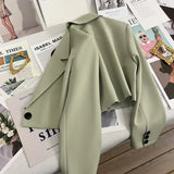 Black Short Blazer For Women Trendy 2024 Versatile Notch Collar Short