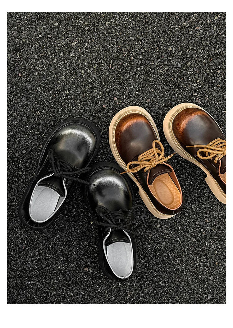 High Street Big Toe Leather Designer Shoes Men Women Streetwear Fashion Hip Hop Vintage Lightweight Casual Increase Derby Shoes