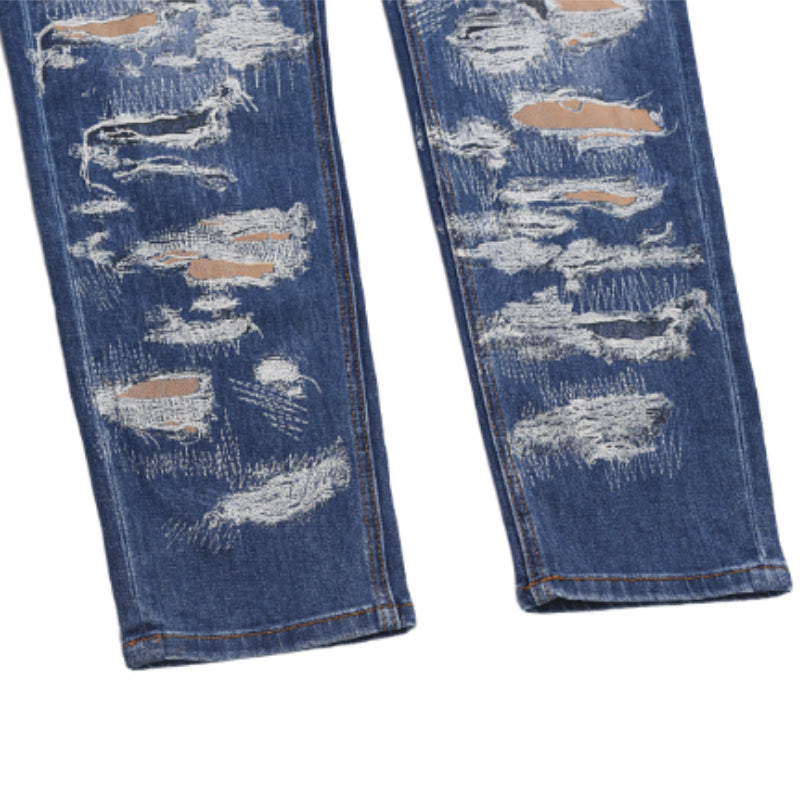 retro washed 3d printed fake distressed jeans hip hop denim pants streetwear jean pants mens harajuku cotton trousers joggers unique joggers style 3889