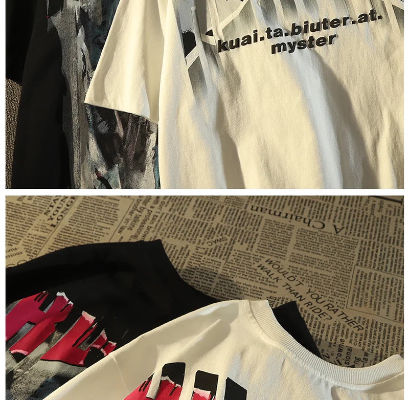 Y2k Aesthetic piece – American Retro High Street Pure Cotton Short Sleeved T Shirt
