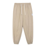mens high street loose fit elastic waist pants winter warm fleece pants hip hop solid drawstring sportwear sweatpants joggers casual joggers
