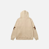 American Zip Up Hoodie Jacket Y2K Grunge Vintage Star Patch Punk Gothic Loose Hooded Sweatshirt Coat Harajuku Cotton Streetwear