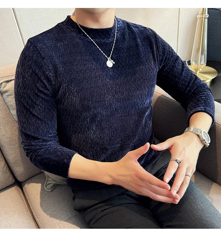 Skatercore Graphic tee – Autumn Winter Semi Turtleneck Stretch Slim Fit Long Sleeve T