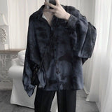Tie dye loose shirt men long sleeved early autumn Korean version student ins men shirt dark abstinence inch shirt men shirts y2k
